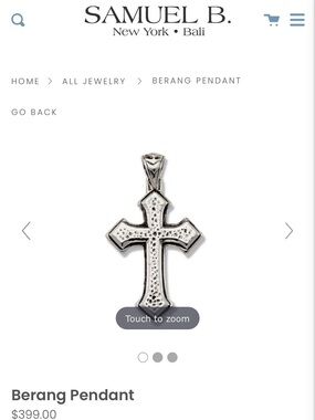 NWOT Samuel B. Silver Cross Pendant
